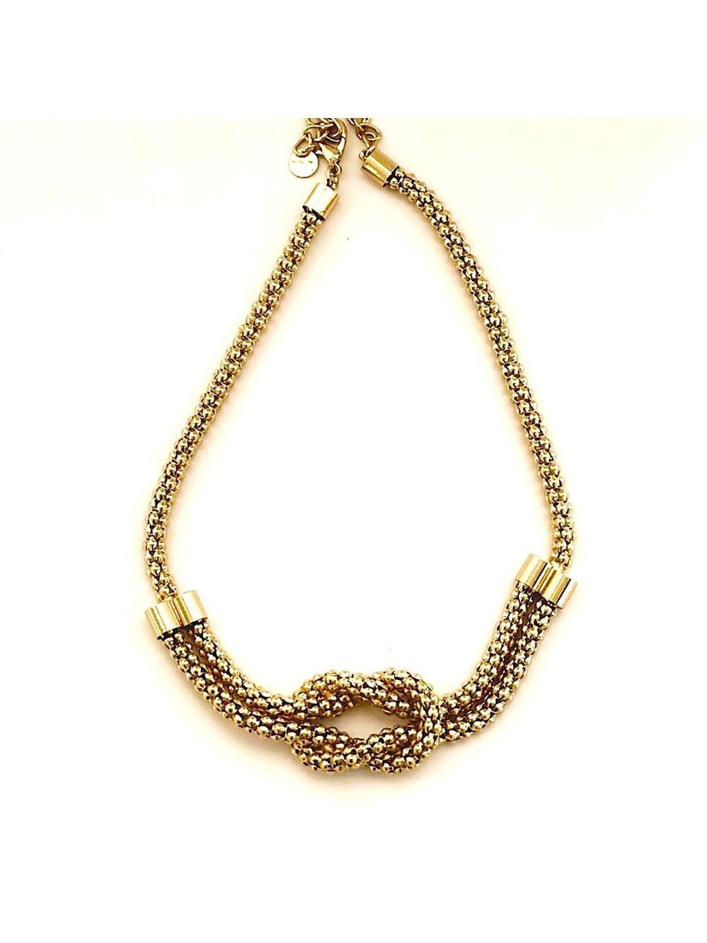 Talbots Gold Woven Knot Collar Necklace